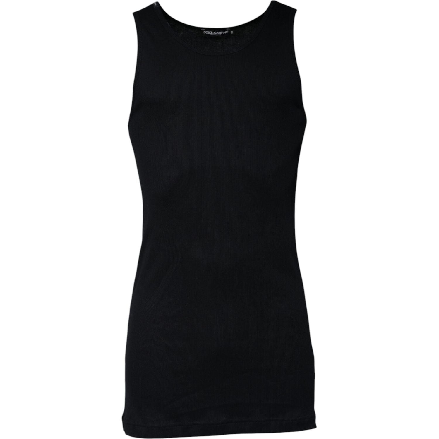 Dolce & Gabbana Black Cotton Sleeveless Round Neck Tank T-shirt