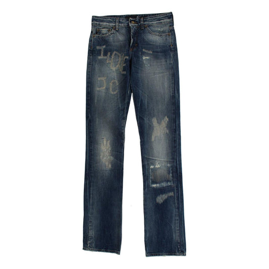 Cavalli Elegant Flare Fit Blue Denim Jeans Cavalli Dark Slate Gray