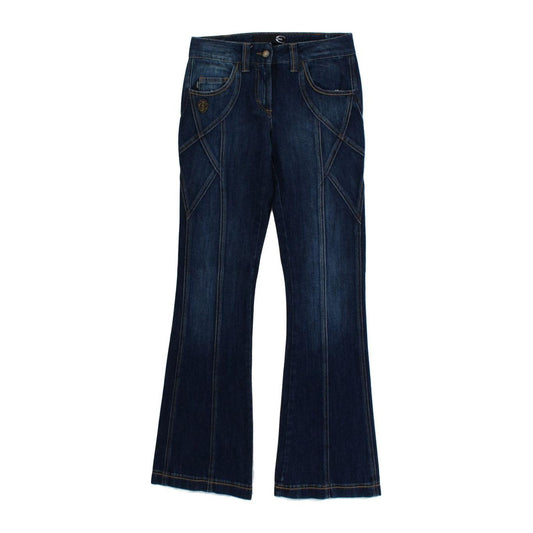 Cavalli Elegant Flare Leg Low Waist Denim Cavalli Black