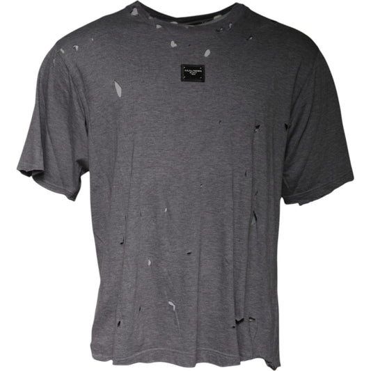 Dolce & Gabbana Gray Logo Crew Neck Short Sleeves T-shirt