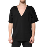Dolce & Gabbana Black Cotton V-neck Short Sleeves T-shirt TSH87508-54