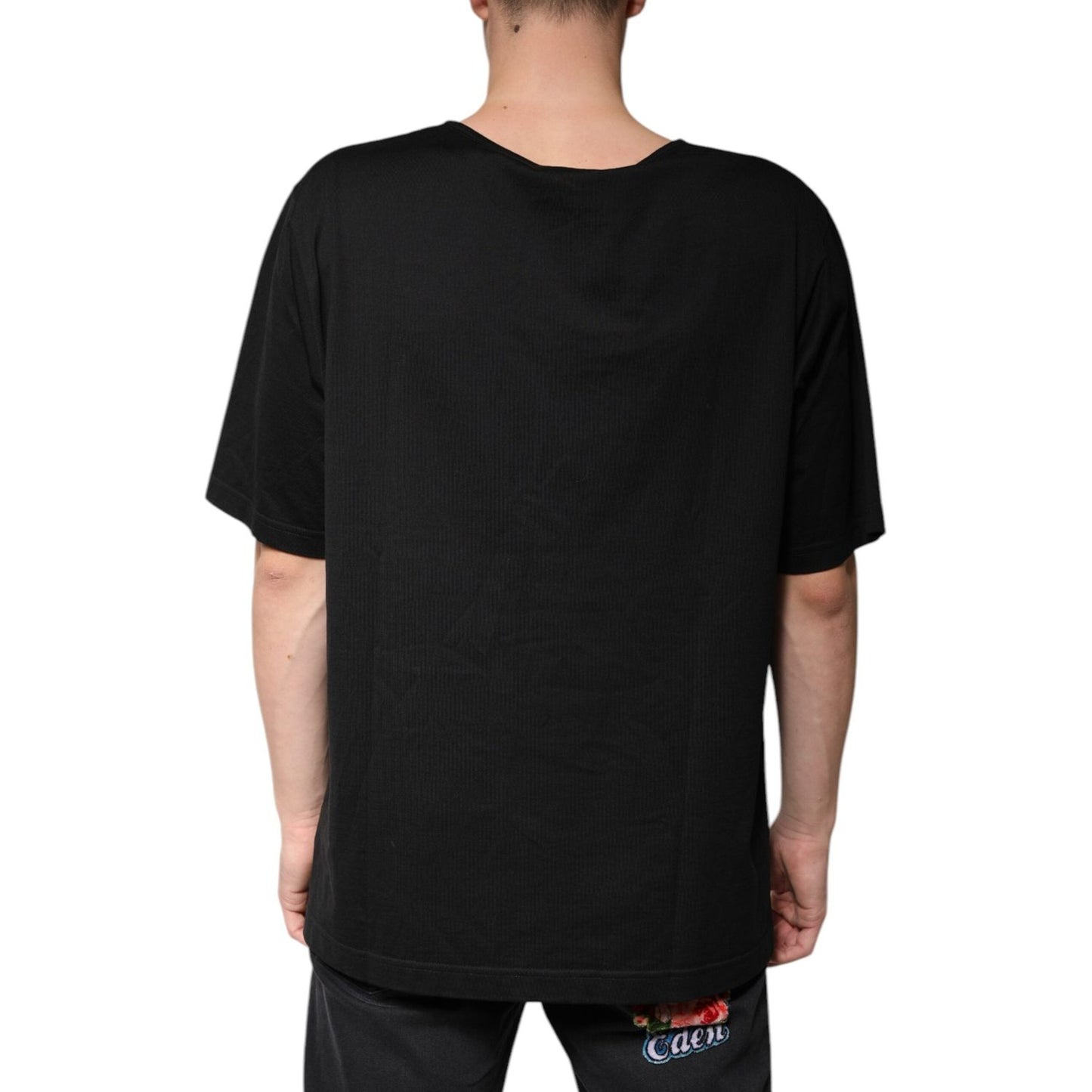 Dolce & Gabbana Black Cotton V-neck Short Sleeves T-shirt TSH87508-54