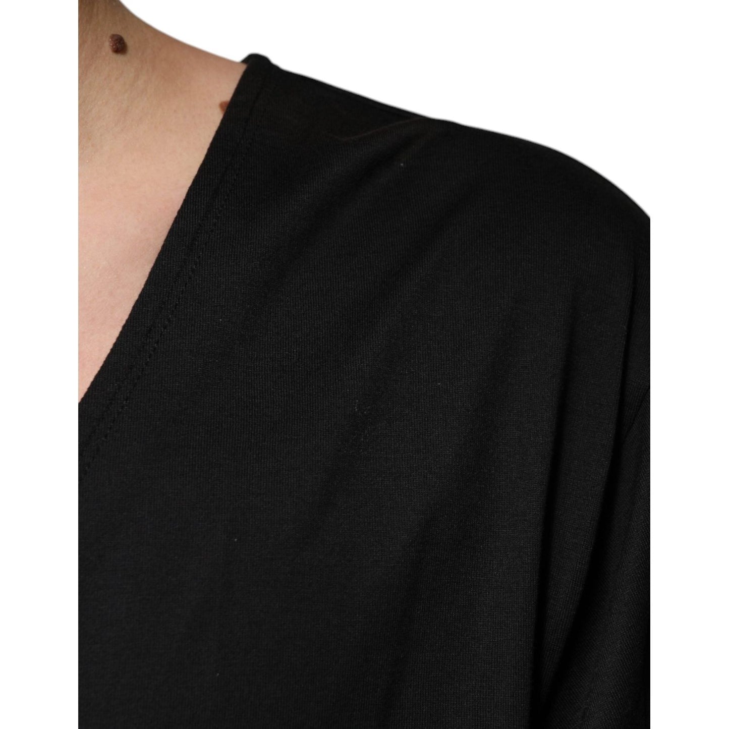 Dolce & Gabbana Black Cotton V-neck Short Sleeves T-shirt TSH87508-54