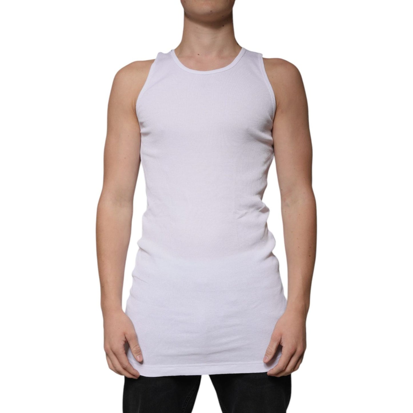 Dolce & Gabbana White Cotton Sleeveless Round Neck Tank T-shirt TSH87563-52
