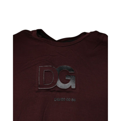 Dolce & Gabbana Brown Logo Print Cotton Crew Neck T-shirt