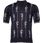 Dolce & Gabbana Dark Blue Sea Horse Collared Polo T-shirt TSH87695-48