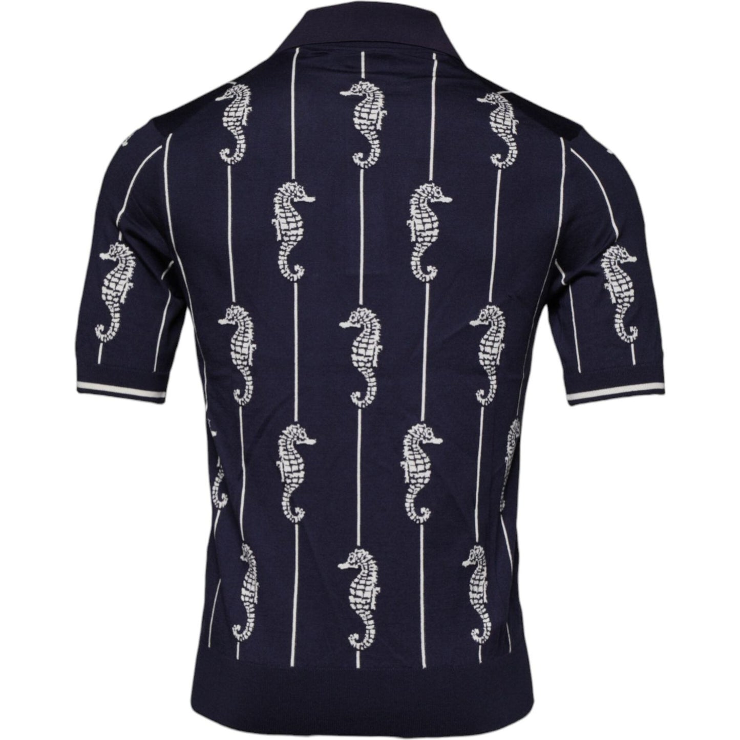 Dolce & Gabbana Dark Blue Sea Horse Collared Polo T-shirt TSH87695-48