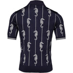 Dolce & Gabbana Dark Blue Sea Horse Collared Polo T-shirt TSH87695-48