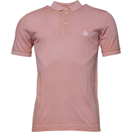 Dolce & Gabbana Pink Crown Collared Short Sleeve Polo T-shirt TSH87701-48