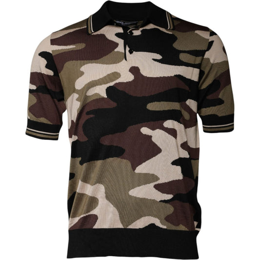 Dolce & Gabbana Multicolor Camouflage Collared Polo T-shirt TSH87711-48