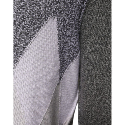 Ballantyne Gray Cashmere Argyle Intarsia Knit Crew Neck Sweater
