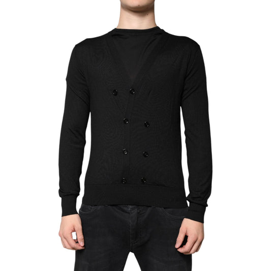 Dolce & Gabbana Black Cashmere Button Down Cardigan Sweater