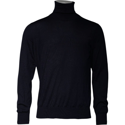 Dolce & Gabbana Blue Cashmere Turtleneck Pullover Sweater