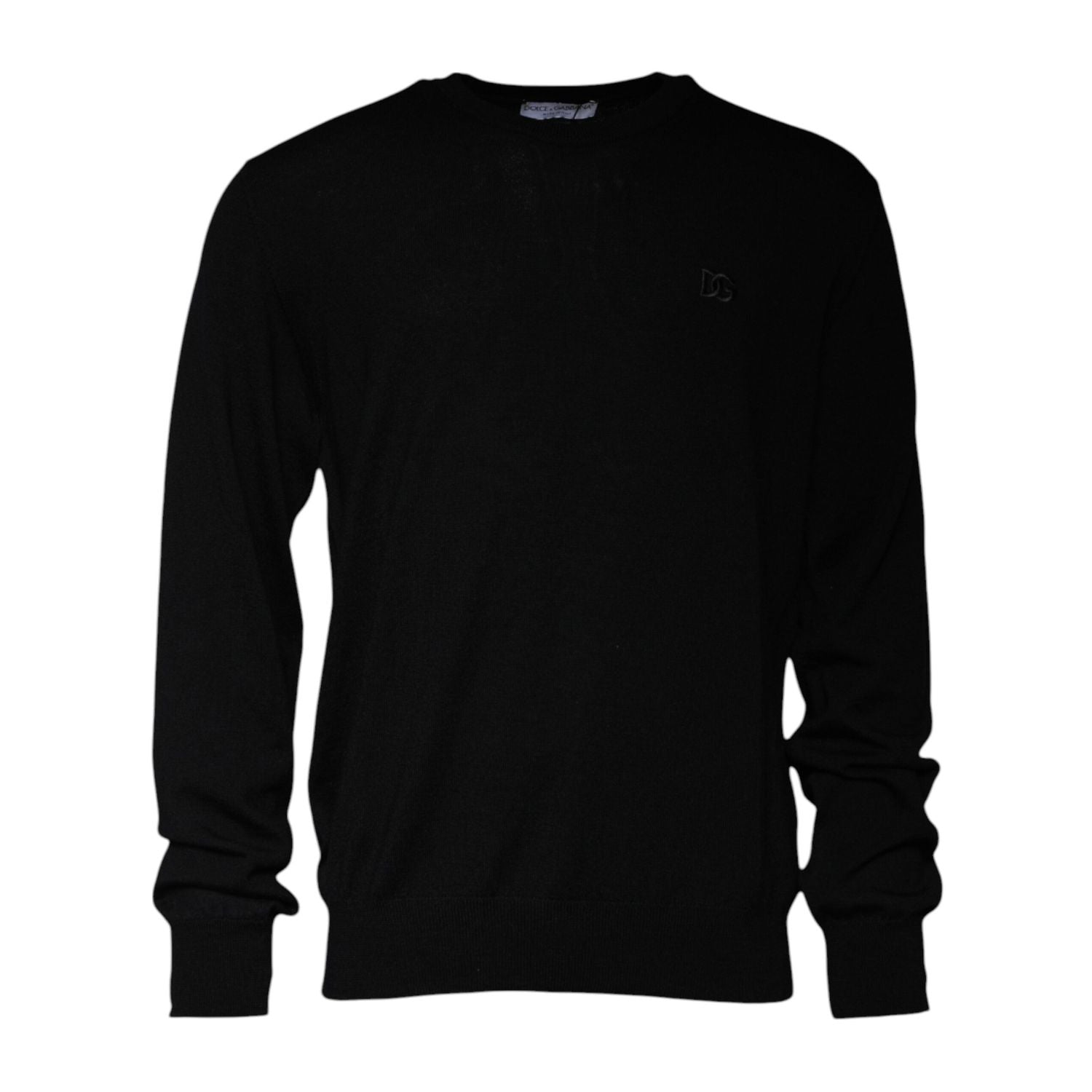 Dolce & Gabbana Black Logo Wool Crew Neck Pullover Sweater