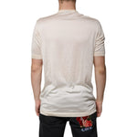 Dolce & Gabbana Off White Silk Crew Neck Henley T-shirt