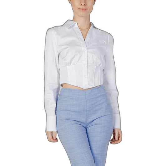 Guess White Cotton Shirt Guess Gray