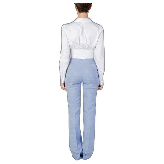 Guess White Cotton Shirt Guess Light Steel Blue