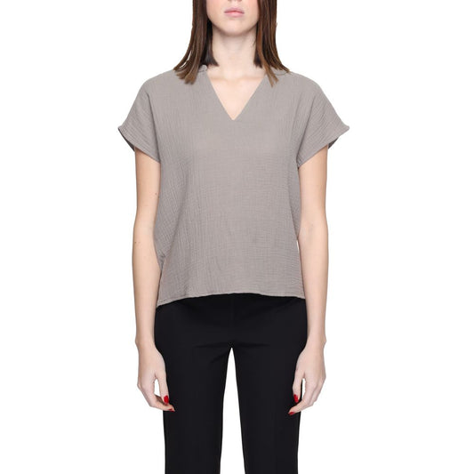 Jacqueline De Yong Gray Cotton Shirt Jacqueline De Yong Dark Gray