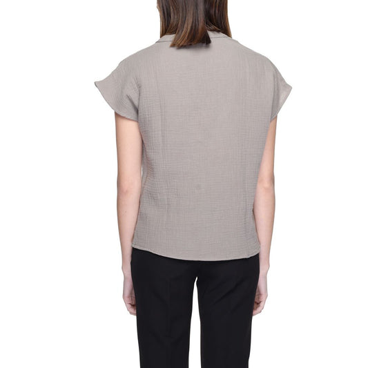 Jacqueline De Yong Gray Cotton Shirt Jacqueline De Yong Dark Gray