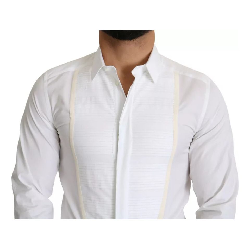 Dolce & Gabbana White Formal Tuxedo Dress GOLD Shirt