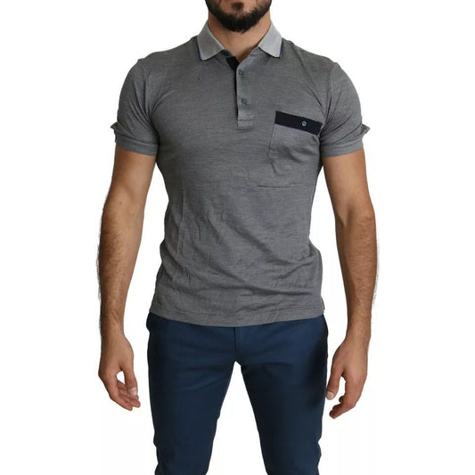 Dolce & Gabbana Gray Collared Silk Polo Top Shirt T-shirt