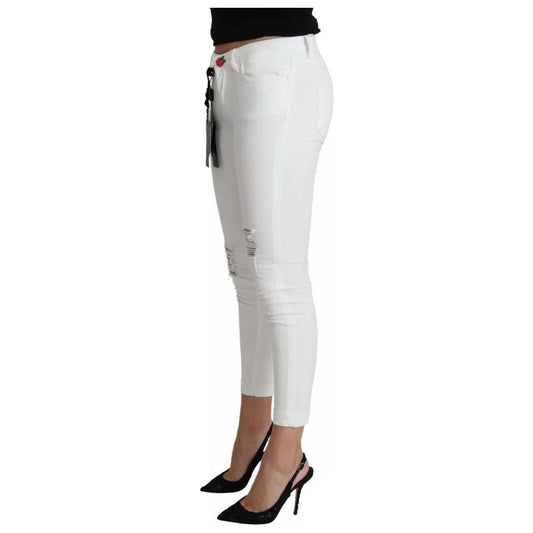 Dolce & Gabbana White Cotton Distressed Pretty Fit Denim Jeans PAN71383-38