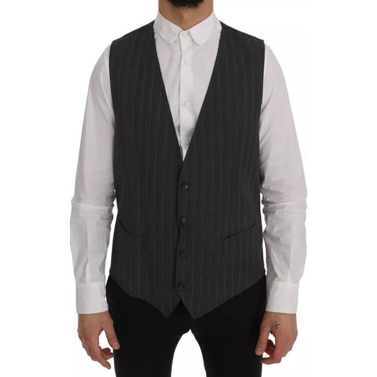 Dolce & Gabbana Gray Wool Stretch Gilet Waistcoat Vest