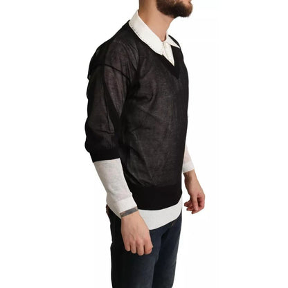 Dolce & Gabbana Black White Shirt One Piece Pullover Sweater