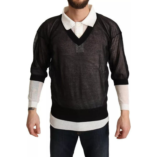 Dolce & Gabbana Black White Shirt One Piece Pullover Sweater