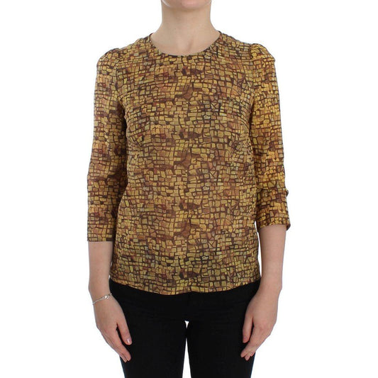 Dolce & Gabbana Sicilian Mosaic Print Silk Blouse Dolce & Gabbana Sienna