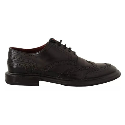 Dolce & Gabbana Black Perforated Leather Lace Up Derby Shoes