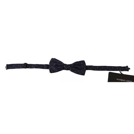Dolce & Gabbana Blue Patterned Silk Adjustable Neck Bow Tie Men FT3519