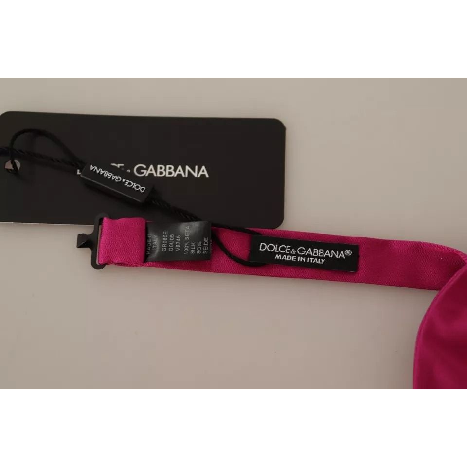 Dolce & Gabbana Pink 100% Silk Adjustable Neck Bow Tie Men