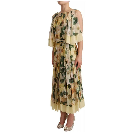 Dolce & Gabbana Multicolor Silk Floral Print Long Maxi Dress