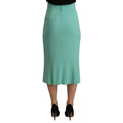 Dolce & Gabbana Mint Green Viscose Pencil Cut Midi Skirt Dolce & Gabbana