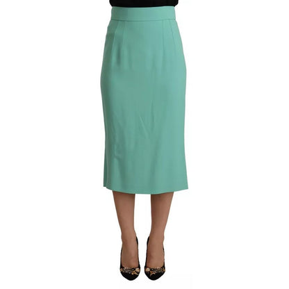Dolce & Gabbana Mint Green Viscose Pencil Cut Midi Skirt Dolce & Gabbana