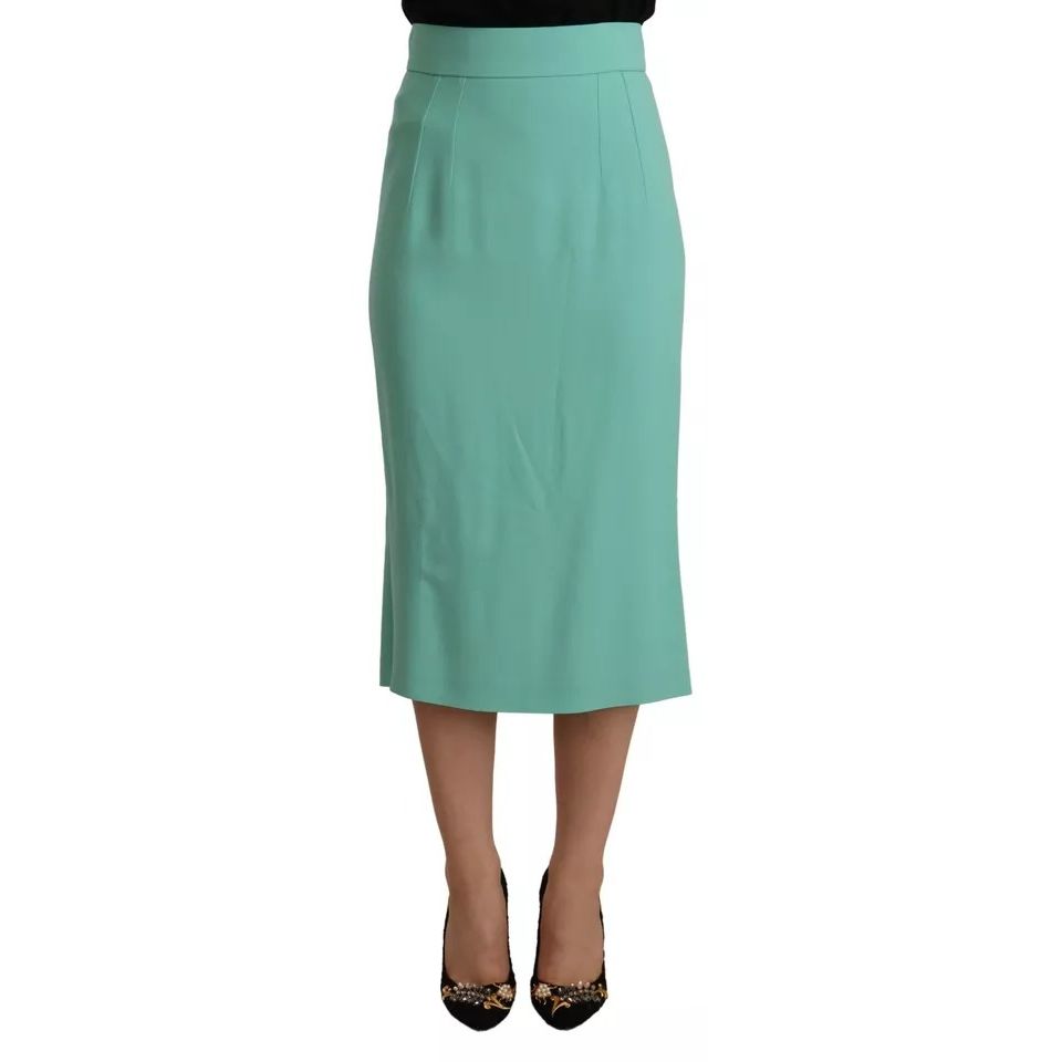 Dolce & Gabbana Mint Green Viscose Pencil Cut Midi Skirt Dolce & Gabbana