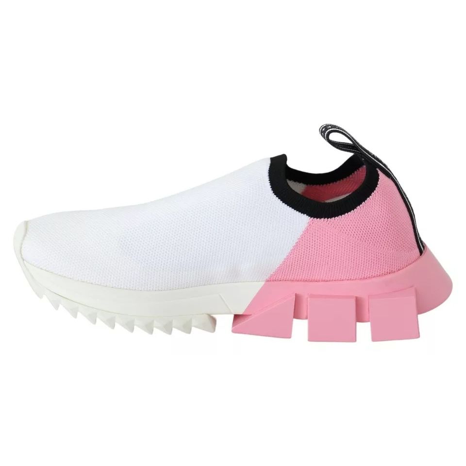 Dolce & Gabbana Pink White Logo Sorrento Sneakers Shoes