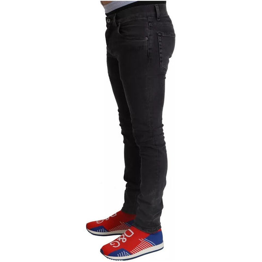 Dolce & Gabbana Gray Running Denim Stretch Logo Skinny Jeans
