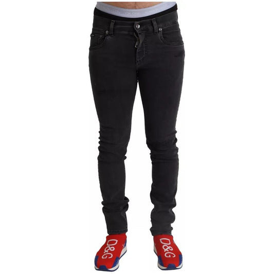 Dolce & Gabbana Gray Running Denim Stretch Logo Skinny Jeans