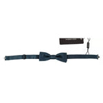 Dolce & Gabbana Blue 100% Silk Adjustable Neck Bow Tie Mens FT3585
