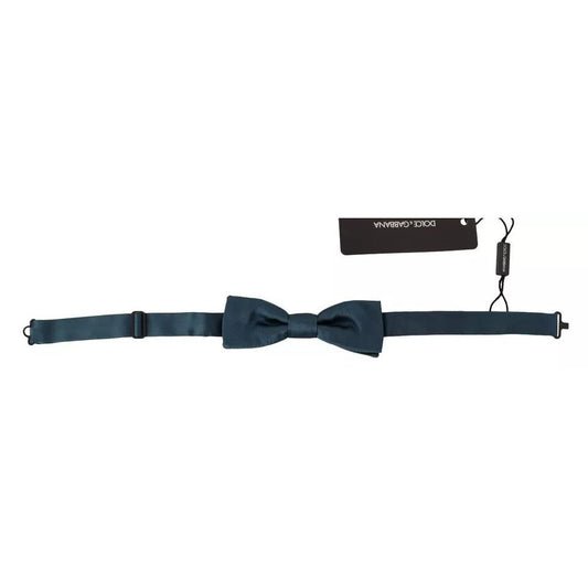 Dolce & Gabbana Blue 100% Silk Adjustable Neck Bow Tie Mens FT3585