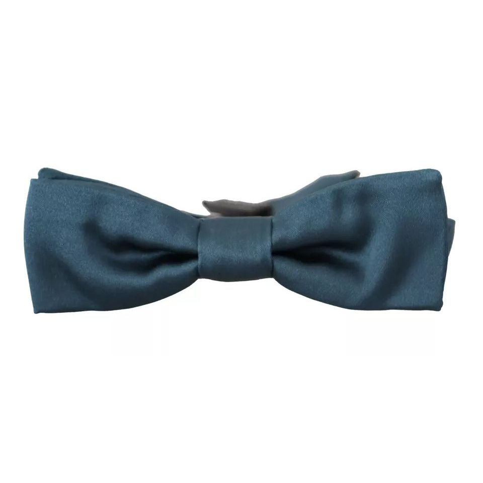 Dolce & Gabbana Blue 100% Silk Adjustable Neck Bow Tie Mens FT3585