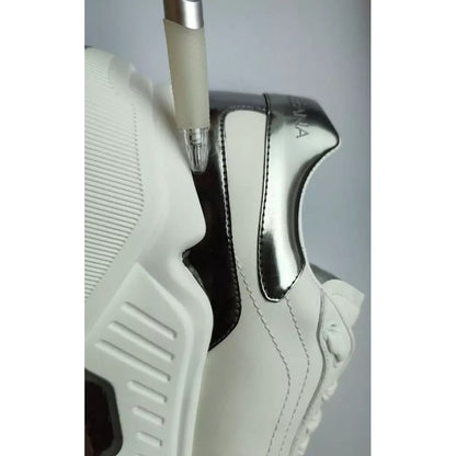 Dolce & Gabbana White Silver DAYMASTER Leather Sneakers Men Shoes