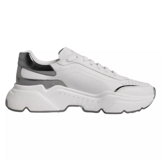 Dolce & Gabbana White Silver DAYMASTER Leather Sneakers Men Shoes 1728,67345645728,Dolce & Gabbana,EU42/US9,Material: 83% Calf Leather 10% PU 7% Polyester,Men,Men - Shoes,Preowned / Defect,Shoes,Sneakers - Men - Shoes,White Dolce & Gabbana MV1434-42