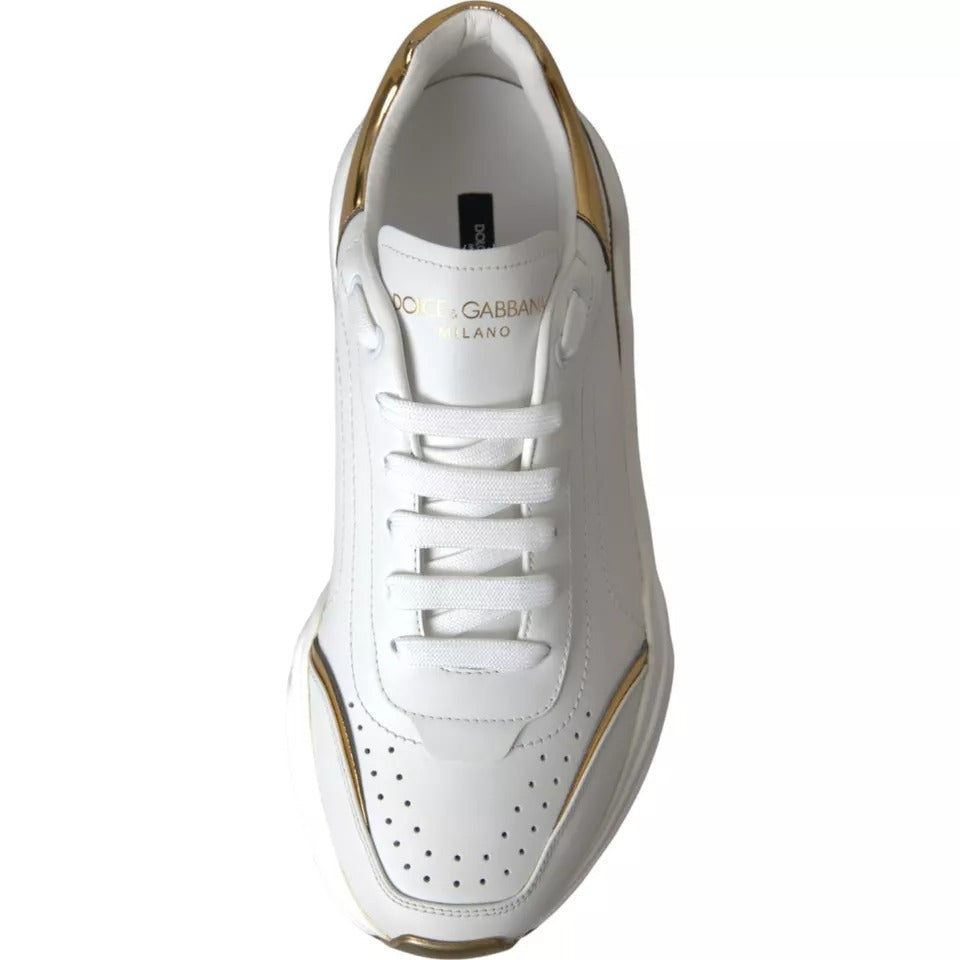 Dolce & Gabbana White Gold DAYMASTER Leather Sneakers Men Shoes MV4300-42