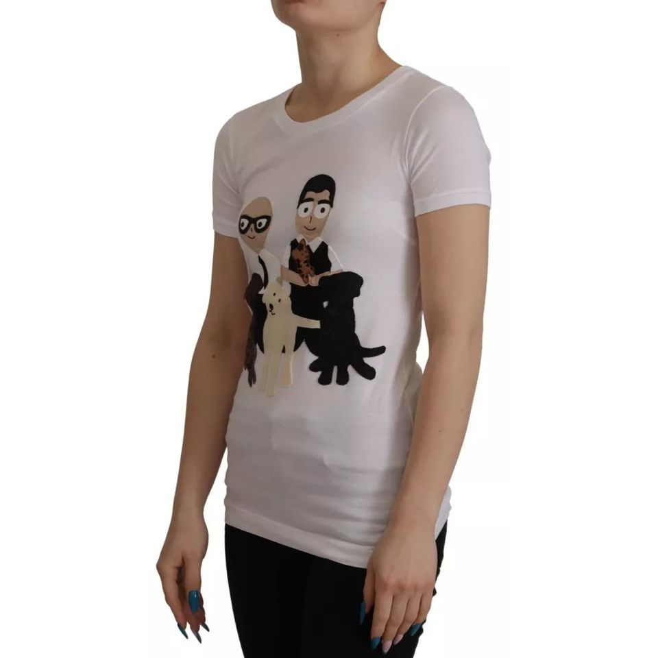 Dolce & Gabbana White #DGFamily Patch Top Cotton T-shirt