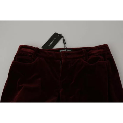 Dolce & Gabbana Bordeaux Velvet Stretch Slim Fit Pants