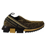 Dolce & Gabbana Gold Glitter Leopard Sorrento Sneakers Shoes