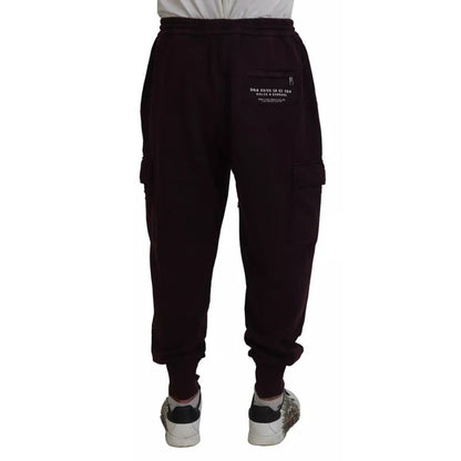 Dolce & Gabbana Bordeaux Cotton Cargo Jogger Sweatpants Pants